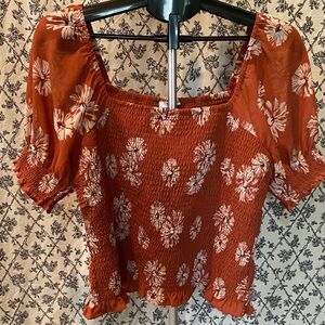 Madewell Floral Smocked Top